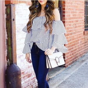 Off shoulder ruffle top